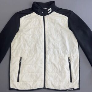 Druids Mens Clima Golf Jacket‎ Off White Black Full Zip Lightweight Small